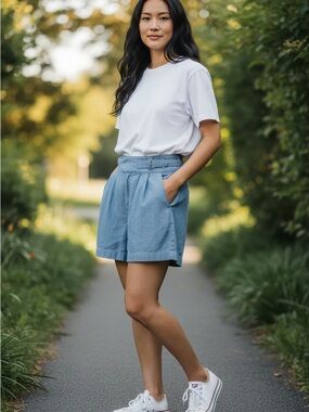Ralph Lauren Light Blue High-Rise Belted Shorts